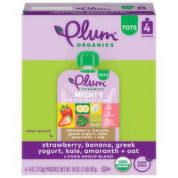 Plum Organics Mighty 4 Strawberry, Banana, Greek Yogurt, Kale, Amaranth + Oat 4oz Pouch-4-Pack, 4 Each