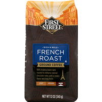 First Street Coffee, Ground, Dark, French Roast - 12 Ounce