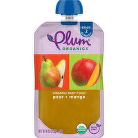 Plum Organics Stage 2 Organic Baby Food Pear + Mango - 4 Ounce