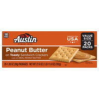 Austin Sandwich Crackers, Peanut Butter, 20 Pack, Value Size, 27.6 Ounce