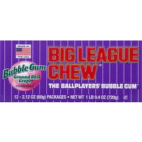 Big League Chew Bubble Gum, Ground Ball Grape - 12 Each