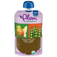 Plum Organics Stage 2 Organic Baby Food Pear + Pea with Spinach - 4 Ounce