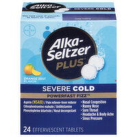 Alka-Seltzer Plus Severe Cold, Effervescent Tablets, Orange Zest Flavor - 24 Each