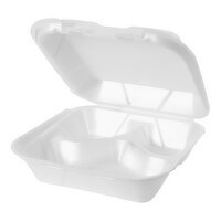 8x8 Hinged 3-Comp Container White AZ/NV - 200 Each
