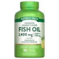 Nature's Truth Fish Oil, Odorless, 2,400 mg, Coated Softgels, Lemon Flavor - 90 Each