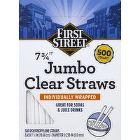 First Street Straws, Clear, Jumbo, Individually Wrapped, 7-3/4 Inch,  - 500 Each