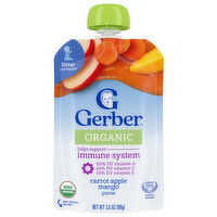 Gerber Puree, Carrot Apple Mango, Sitter 2nd Foods, 3.5 Ounce