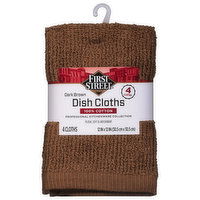 First Street Dish Cloths, Dark Brown, 4 Each