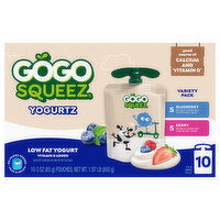 GoGo Squeez Yogurtz, Low Fat, Blueberry/Berry, On The Go, Variety Pack - 30 Ounce