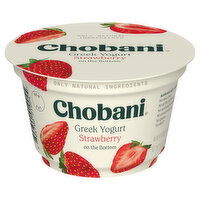 Chobani Yogurt, Greek, Non-Fat, Strawberry on the Bottom, 5.3 Ounce