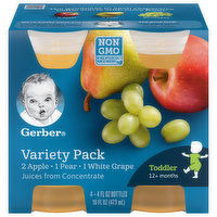 Gerber Juices from Concentrate, Apple/Pear/White Grape, Toddler (12+ Months), Variety Pack - 4 Each