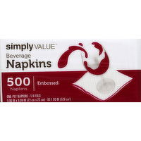 Simply Value Napkins, Beverage, 1/4 Fold, Embossed, One-Ply - 500 Each