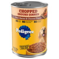 Pedigree Food for Dogs, Beef, Bacon & Cheese Flavor, Chopped Ground Dinner - 13.2 Ounce