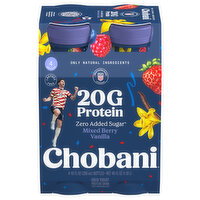 Chobani Zero Added Sugar Mixed Berry Vanilla Greek Yogurt Protein Drink - 4 Each