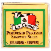 La Chona Pasteurized Processed Sandwich Slices Cheese - 16 Each