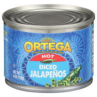 Ortega Jalapenos, Hot, Diced - 4 Ounce