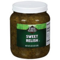 First Street Pickles, Sweet Relish - 64 Fluid ounce