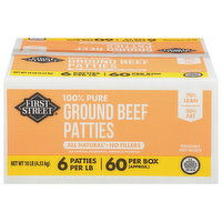 First Street Ground Beef Patties, 100% Pure, 70%/30%