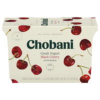 Chobani Yogurt, Greek, Nonfat, Black Cherry on the Bottom, Value 4 Pack - 4 Each