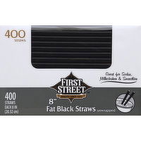 First Street Straws, Black, Fat, Unwrapped, 8 Inch - 400 Each