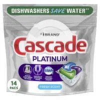 Cascade Platinum Dishwasher Pods, Fresh Scent - 14 Each