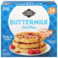 First Street Waffles, Buttermilk, Family Size, 24 Each