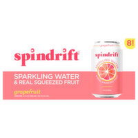 Spindrift Sparkling Water, Grapefruit, Unsweetened - 8 Each