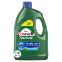 Cascade Complete Dish Detergent Liquid Gel, Fresh, 120 Ounce