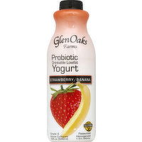 GlenOaks Yogurt, Drinkable, Lowfat, Strawberry/Banana, 32 Ounce