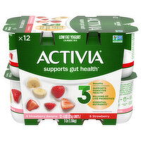 Activia Yogurt, Low Fat, Strawberry Banana, Strawberry, 12 Each