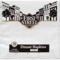 First Street Napkins, Dinner, White, 3-Ply - 75 Each