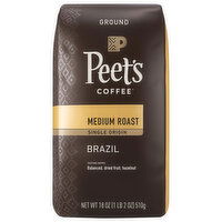 Peet's Coffee Coffee, Ground, Medium Roast, Brazil - 18 Ounce