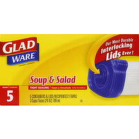 Glad Containers & Lids, Soup & Salad, 3 Cups - 5 Each