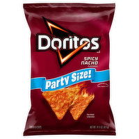 Doritos Tortilla Chips, Spicy Nacho Flavored, Party Size - 14.5 Ounce