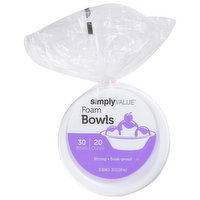 Simply Value Foam Bowls, 20 Ounce, 30 Each