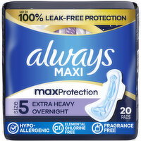 Always Maxi Overnight Pads with Wings, Size 5 - 20 Each
