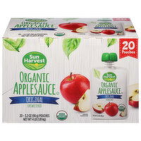 Sun Harvest Applesauce, Organic, Original, Unsweetened, 20 Each