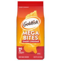 Goldfish Baked Snack Crackers, Sharp Cheddar, Mega Bites - 5.9 Ounce