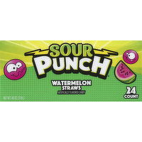 Sour Punch Candy, Watermelon Straws - 24 Each