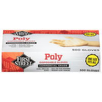 First Street Disposable Gloves, Poly, One Size Fits All - 500 Each