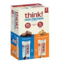 Think! High Protein Bars, Creamy Peanut Butter/Brownie Crunch, Variety Pack, 18 Pack - 18 Each