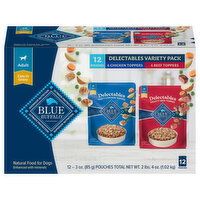 Blue Buffalo Natural Adult Cuts in Gravy Chicken Toppers/Beef Toppers Food for Dogs Delectables Variety Pack - 12 Each