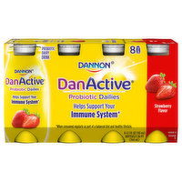 Danactive Probiotic Dairy Drink, Strawberry Flavor, 8 Each