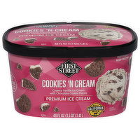 First Street Ice Cream, Premium, Cookies 'N Cream - 48 Fluid ounce