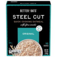 Better Oats Oatmeal, with Flax Seeds, Quick Cooking, Steel Cut, Original - 10 Each