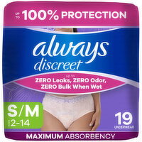 Always Discreet Adult Incontinence Underwear for Women, S/M - 19 Each