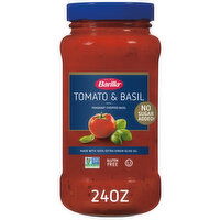 Barilla Pasta Sauce Tomato & Basil - No Added Sugar - Made with 100% Extra Virgin Olive Oil - No Artificial Colors, Flavors or Preservatives - Non-GMO, Gluten Free, Kosher, 24 Ounce