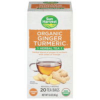 Sun Harvest Herbal Tea, Organic, Ginger Turmeric, Tea Bags - 20 Each