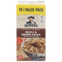 Quaker Oatmeal, Maple & Brown Sugar, Instant, Value Pack - 18 Each