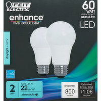 Feit Electric Light Bulbs, LED, Daylight, 8.8 Watts - 2 Each